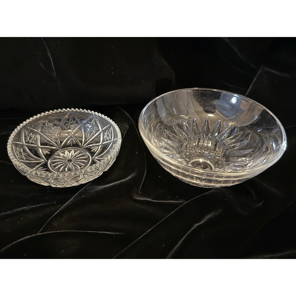 Lot Of 2 Bowls Candle Holder‎ American Brilliant Vintage ABP Cut Glass 4" 5"